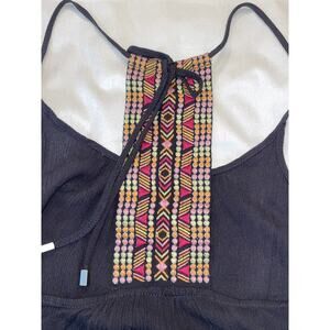 Lovestitch Boho Embroidered Summer Top - Size M - Adjustable Length w/Ties